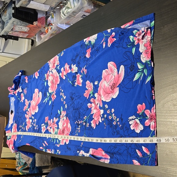 G.i.l.i. Blue Floral Side Slits Effortless Summer Fun Cruise Vacation Dress S/P - Picture 16 of 17